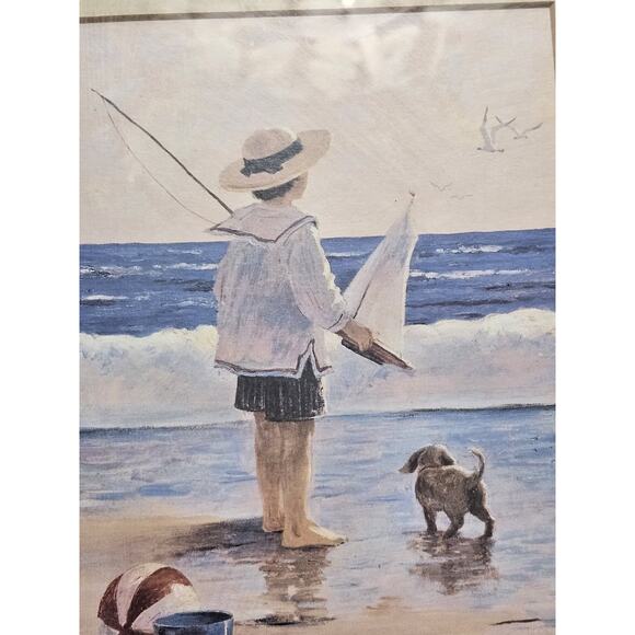Framed Art Print Crista Kieffer Boy At The Beach Vintage - Picture 5 of 12